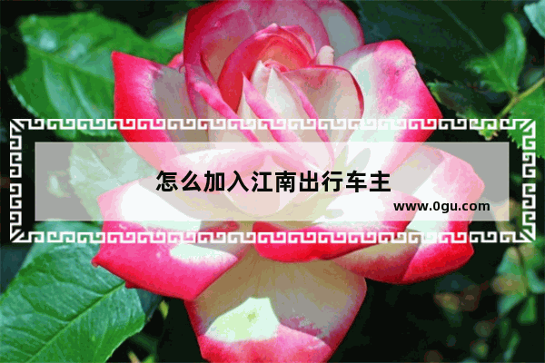 怎么加入江南出行车主