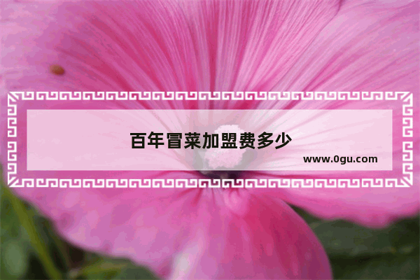 百年冒菜加盟费多少