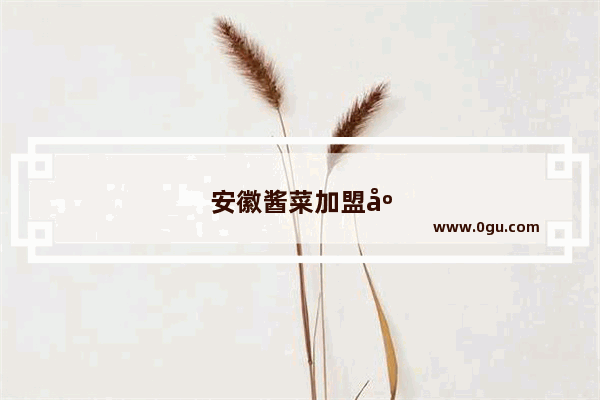 安徽酱菜加盟店排行榜第一