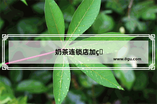 奶茶连锁店加盟费用大揭秘！
