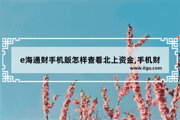 e海通财手机版怎样查看北上资金,手机财