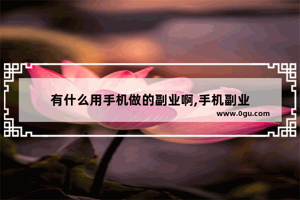 有什么用手机做的副业啊,手机副业