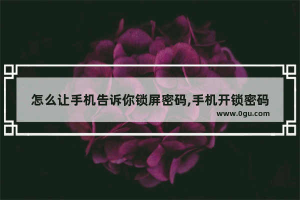 怎么让手机告诉你锁屏密码,手机开锁密码