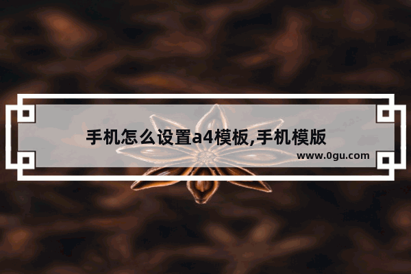 手机怎么设置a4模板,手机模版