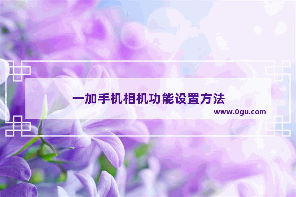 一加手机相机功能设置方法