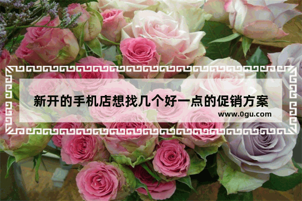 新开的手机店想找几个好一点的促销方案
