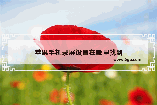 苹果手机录屏设置在哪里找到