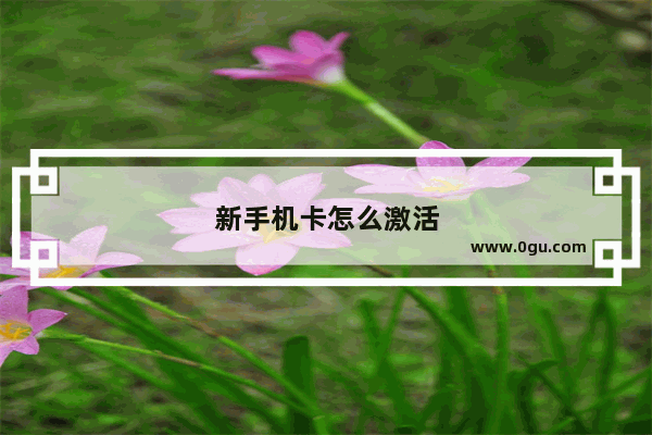 新手机卡怎么激活