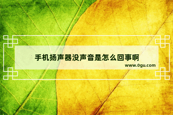 手机扬声器没声音是怎么回事啊