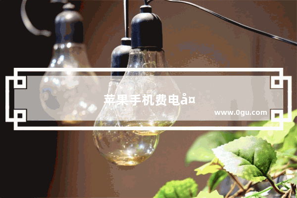 苹果手机费电太快怎么办呢