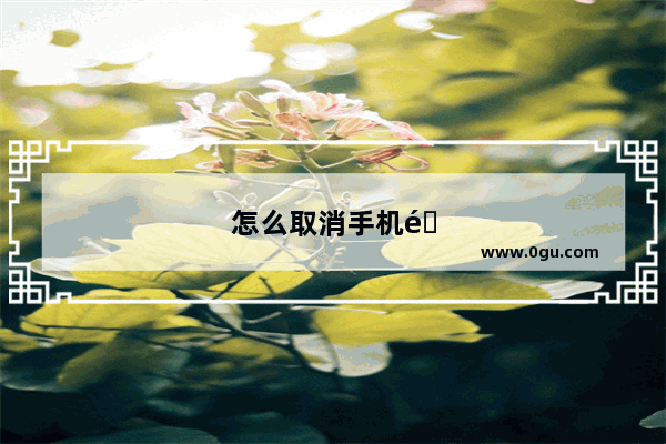 怎么取消手机锁屏