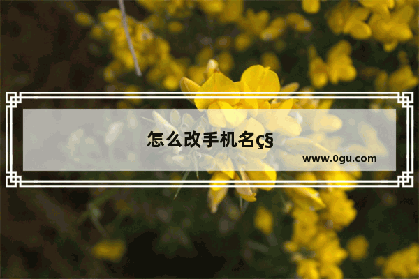 怎么改手机名称