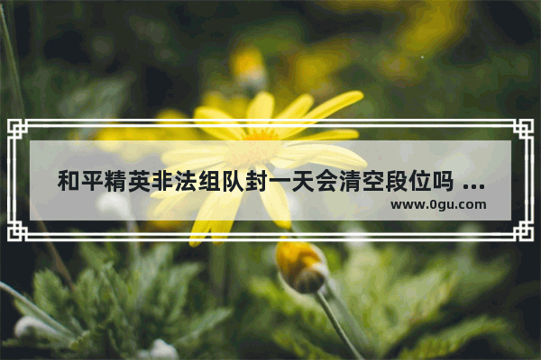 和平精英非法组队封一天会清空段位吗 和平精英限赛