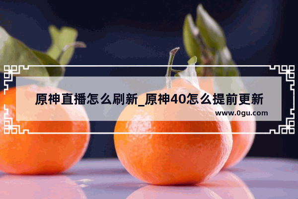 原神直播怎么刷新_原神40怎么提前更新