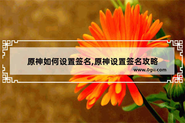 原神如何设置签名,原神设置签名攻略