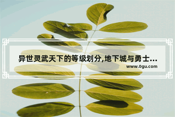 异世灵武天下的等级划分,地下城与勇士异界评级