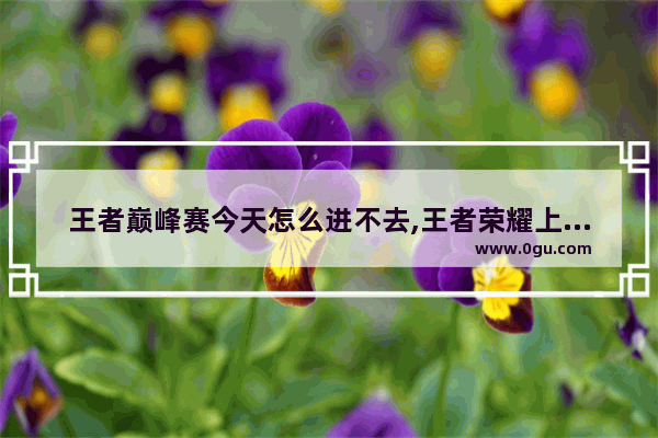 王者巅峰赛今天怎么进不去,王者荣耀上不了王者