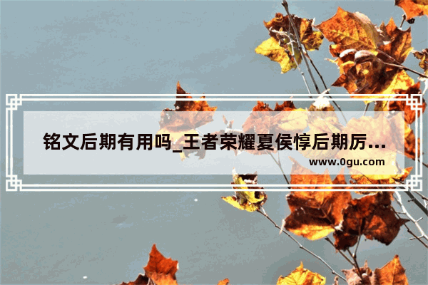 铭文后期有用吗_王者荣耀夏侯惇后期厉害还是前期厉害