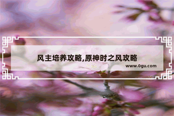 风主培养攻略,原神时之风攻略