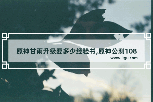 原神甘雨升级要多少经验书,原神公测108攻略