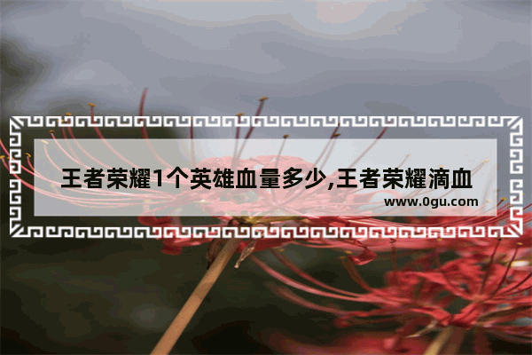 王者荣耀1个英雄血量多少,王者荣耀滴血