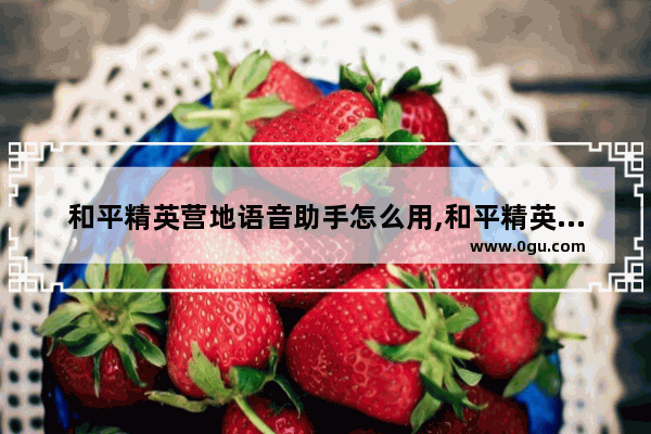 和平精英营地语音助手怎么用,和平精英营地工具怎么开