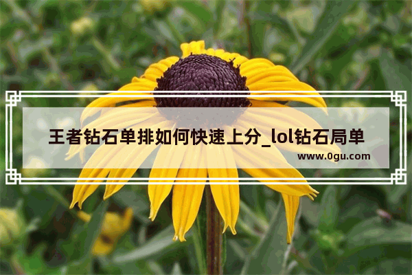王者钻石单排如何快速上分_lol钻石局单排上分技巧