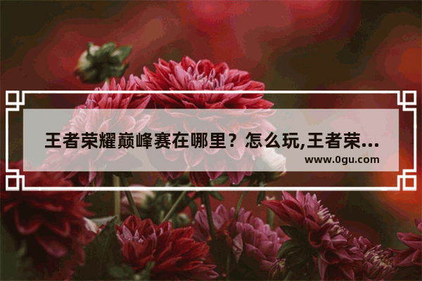 王者荣耀巅峰赛在哪里？怎么玩,王者荣耀巅峰赛入口