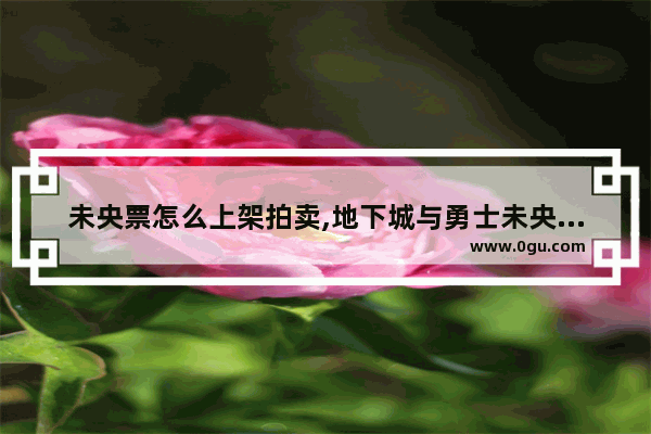 未央票怎么上架拍卖,地下城与勇士未央怎么交易