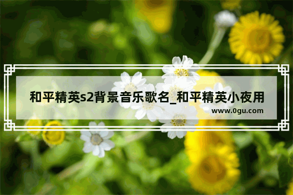 和平精英s2背景音乐歌名_和平精英小夜用的歌叫什么名字
