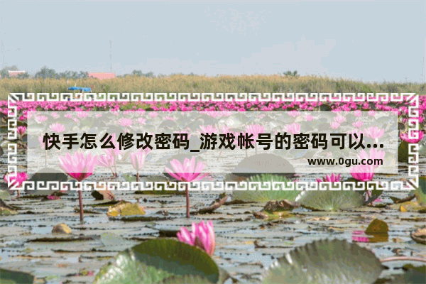 快手怎么修改密码_游戏帐号的密码可以修改吗