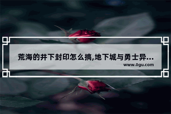 荒海的井下封印怎么搞,地下城与勇士异界封印在哪