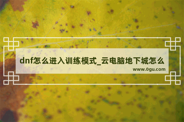 dnf怎么进入训练模式_云电脑地下城怎么拖技能