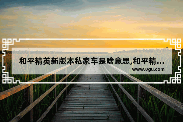 和平精英新版本私家车是啥意思,和平精英车有什么用