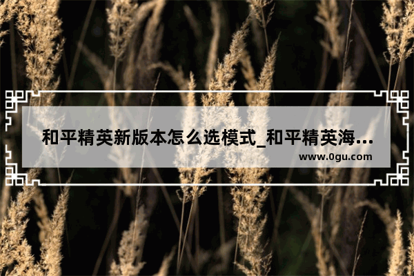 和平精英新版本怎么选模式_和平精英海岛为什么能用新模式