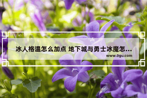冰人格温怎么加点 地下城与勇士冰魔怎么加点