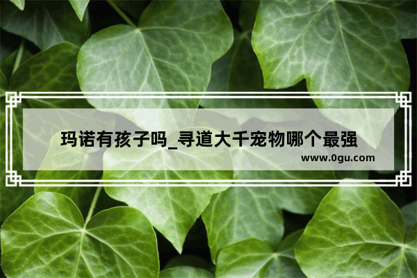 玛诺有孩子吗_寻道大千宠物哪个最强