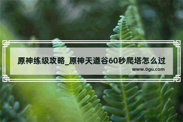 原神练级攻略_原神天遒谷60秒爬塔怎么过