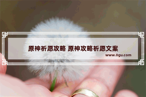 原神祈愿攻略 原神攻略祈愿文案