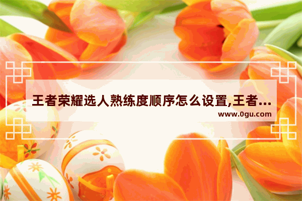 王者荣耀选人熟练度顺序怎么设置,王者荣耀经验分配