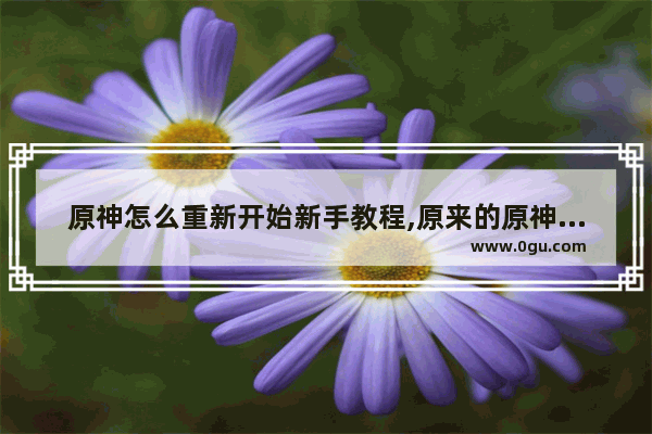 原神怎么重新开始新手教程,原来的原神攻略