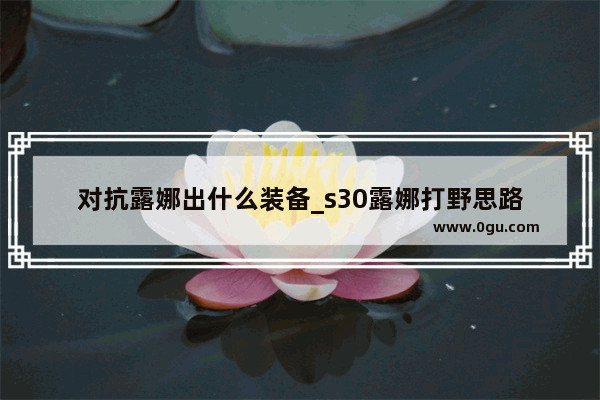 对抗露娜出什么装备_s30露娜打野思路