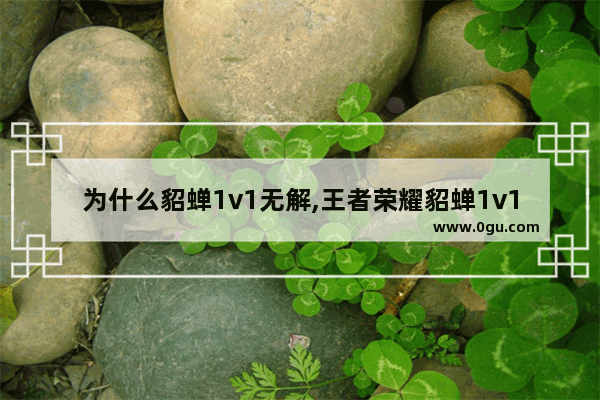 为什么貂蝉1v1无解,王者荣耀貂蝉1v1貂蝉