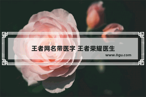 王者网名带医字 王者荣耀医生