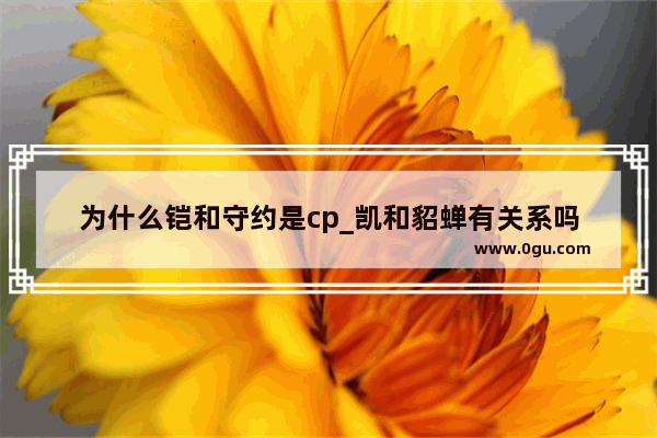 为什么铠和守约是cp_凯和貂蝉有关系吗
