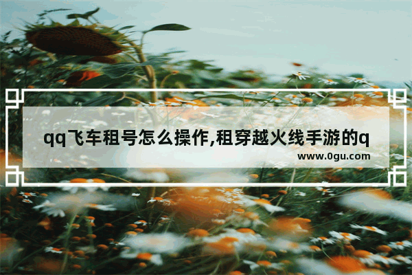 qq飞车租号怎么操作,租穿越火线手游的qq号