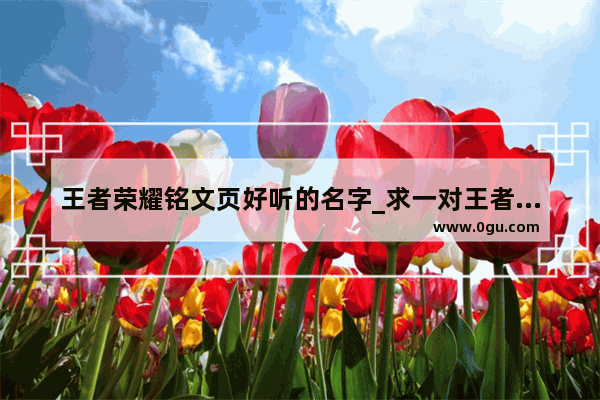 王者荣耀铭文页好听的名字_求一对王者荣耀铭文页的名字