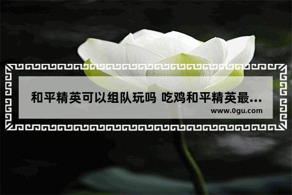 和平精英可以组队玩吗 吃鸡和平精英最新版的