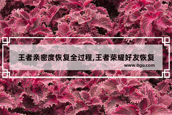王者亲密度恢复全过程,王者荣耀好友恢复
