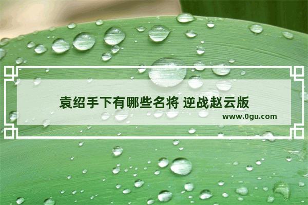 袁绍手下有哪些名将 逆战赵云版